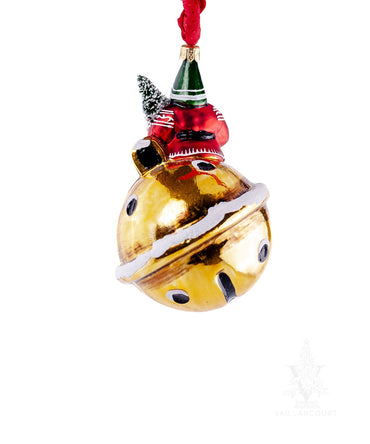 Vaillancourt Gold Bell Santa Ornament