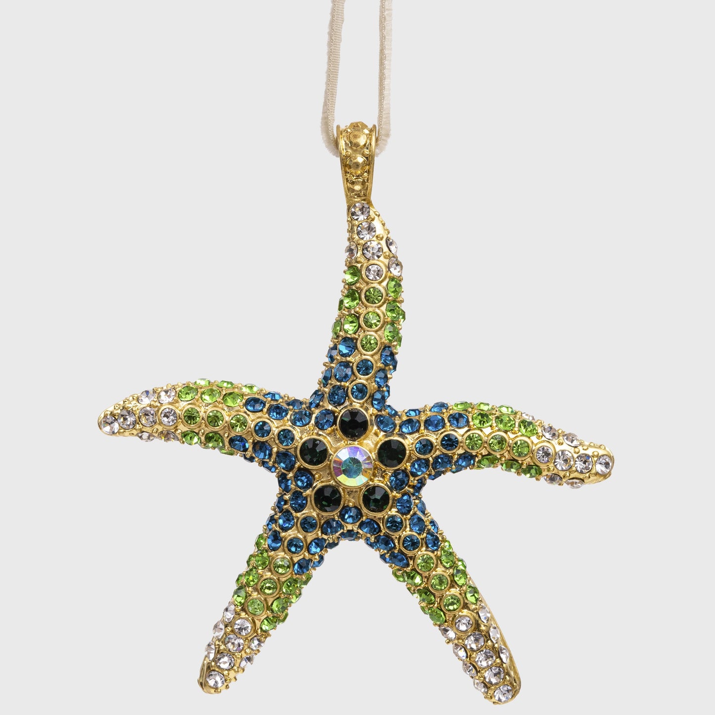 Starfish hanging ornament, green