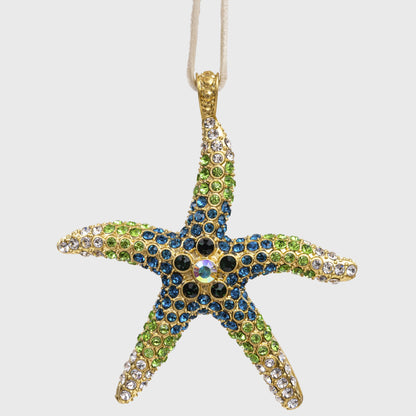 Starfish hanging ornament, green